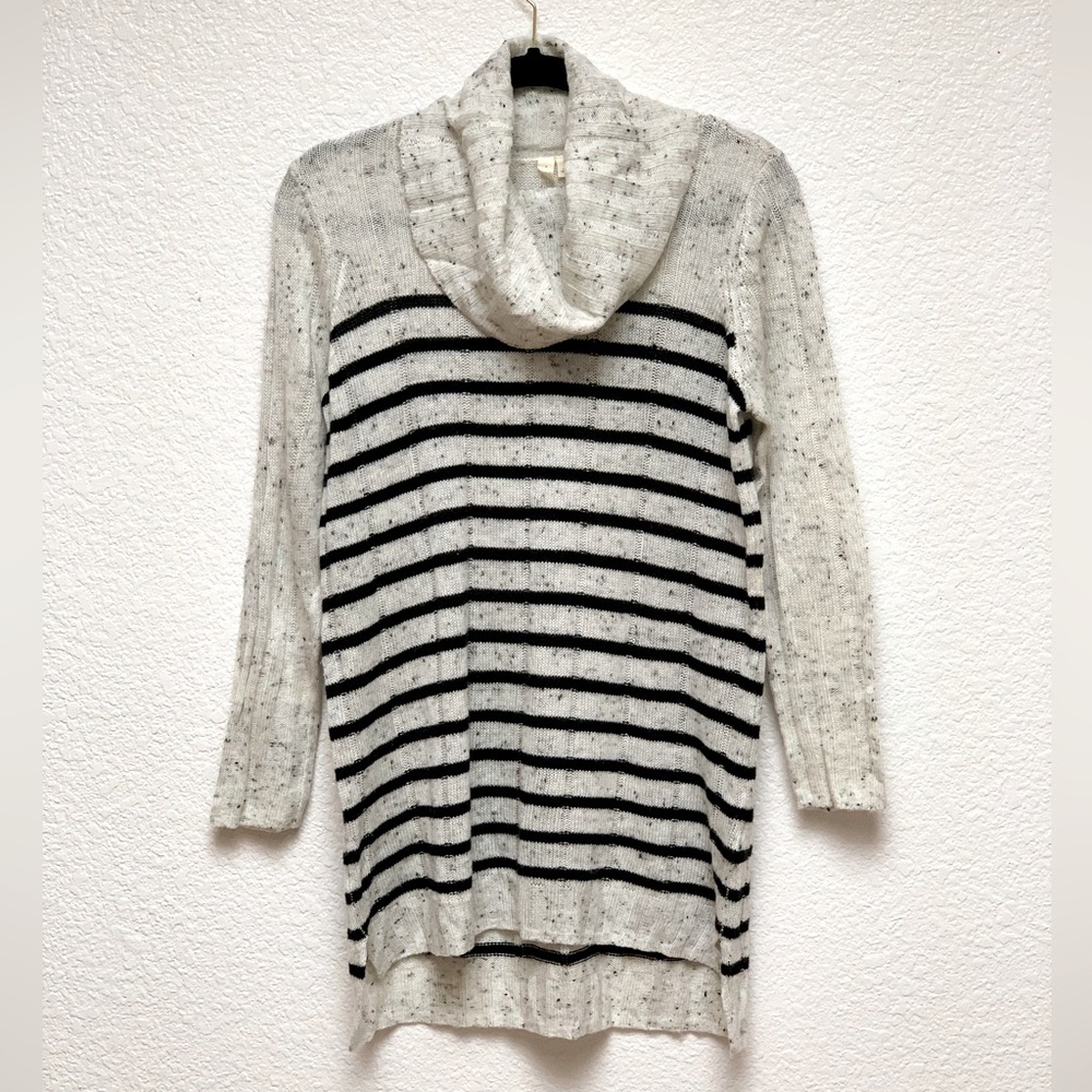 Moth Black and Gray Cowl Neck Sweater with Stripes